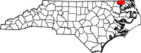 Map of North Carolina highlighting Gates County