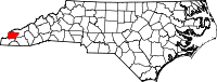 Map of North Carolina highlighting Graham County