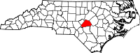 Map of North Carolina highlighting Harnett County