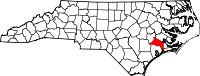 Map of North Carolina highlighting Jones County
