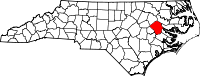 State map highlighting Pitt County
