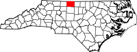 Map of North Carolina highlighting Rockingham County