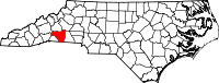 Map of North Carolina highlighting Rutherford County