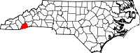 Map of North Carolina highlighting Transylvania County