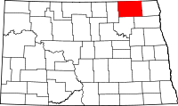 Map of North Dakota highlighting Cavalier County