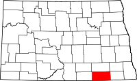 Map of North Dakota highlighting Dickey County