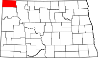 Map of North Dakota highlighting Divide County