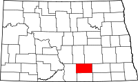 Map of North Dakota highlighting Logan County