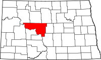 Map of North Dakota highlighting McLean County