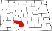 Map of North Dakota highlighting Morton County