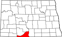 Map of North Dakota highlighting Sioux County