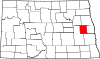 Map of North Dakota highlighting Steele County