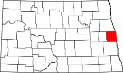 Map of North Dakota highlighting Traill County