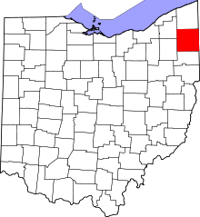 Map of Ohio highlighting Trumbull County