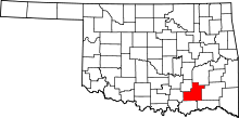 Map of Oklahoma highlighting Atoka County