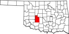 Map of Oklahoma highlighting Caddo County