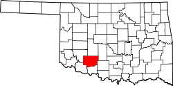 State map highlighting Comanche County