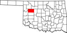 Map of Oklahoma highlighting Dewey County