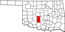 Map of Oklahoma highlighting Grady County