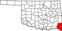 Map of Oklahoma highlighting McCurtain County