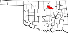 Map of Oklahoma highlighting Pawnee County
