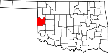 Map of Oklahoma highlighting Roger Mills County