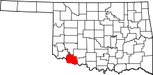Map of Oklahoma highlighting Tillman County