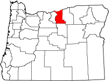 Map of Oregon highlighting Gilliam County