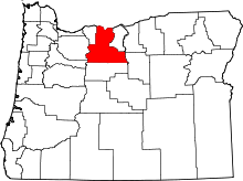 State map highlighting Wasco County