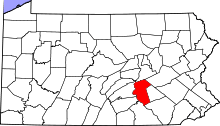 State map highlighting Dauphin County