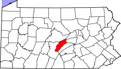 State map highlighting Mifflin County