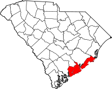 State map highlighting Charleston County
