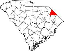 Map of South Carolina highlighting Dillon County
