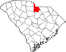 Map of South Carolina highlighting Lancaster County