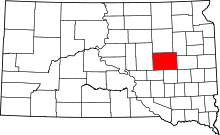 Map of South Dakota highlighting Beadle County