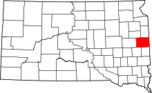 Map of South Dakota highlighting Brookings County