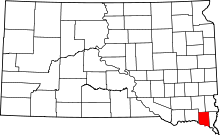 Map of South Dakota highlighting Clay County