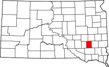 Map of South Dakota highlighting Hanson County