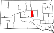Map of South Dakota highlighting Hyde County