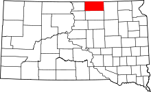 Map of South Dakota highlighting McPherson County