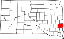 Map of South Dakota highlighting Minnehaha County