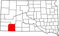 Map of South Dakota highlighting Oglala Lakota County