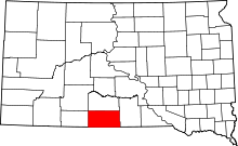 Map of South Dakota highlighting Todd County