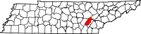 State map highlighting Rhea County