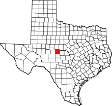 State map highlighting Concho County
