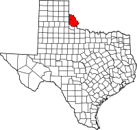 Map of Texas highlighting Greer County