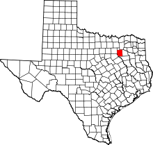 Map of Texas highlighting Kaufman County