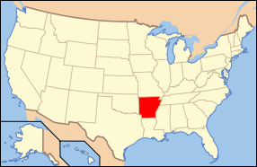 Map of the United States highlighting Arkansas