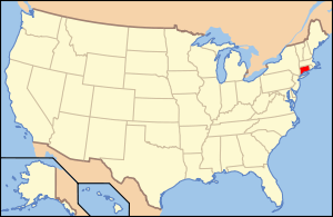 Map of the United States highlighting Connecticut