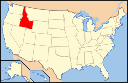 Map of the United States highlighting Idaho